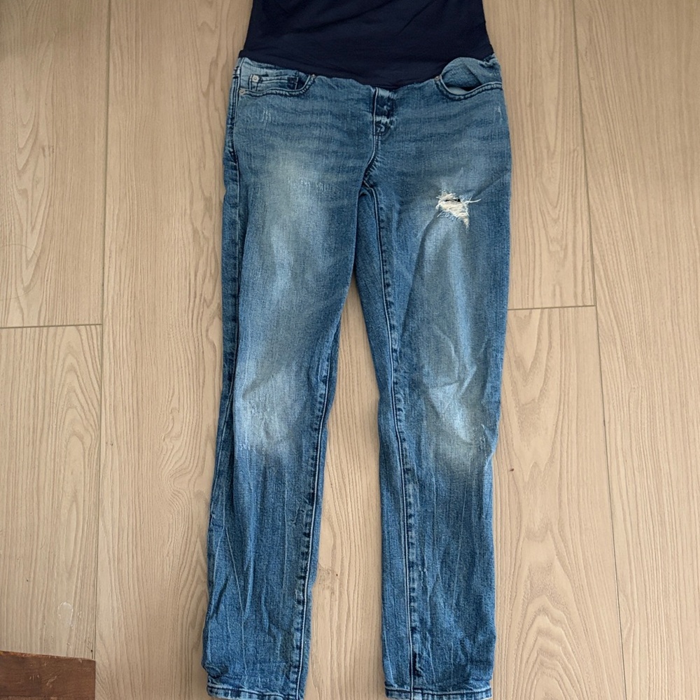 Women's Blue Distressed Skinny Jeans